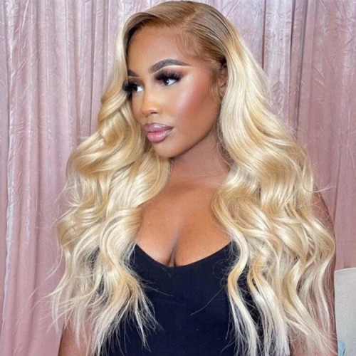 Mslula 1b/613 Color Ombre Root 13x4 Transparent Lace Front Wigs Body Wave | Human Hair Wig | Lace Front